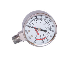 Kleinn Stem Mount Analog Chrome-Plated Air Gauge/ 0-250 PSI - 1/4In M NPT Inlet
