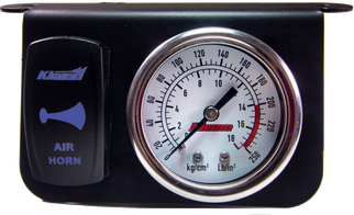 Kleinn Panel mounted 160 PSI gauge w/ an illuminated BLUE Momentary rocker switch