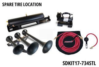 Kleinn 17-26 Ford F-250/ F-350 Onboard Air System w/ Model 730 Horns Spare Tire Location