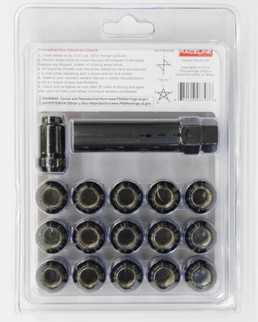 Raceline Spline Lug Nut Kit with Spline Key 12 x 1.5 - 16 Pack - Black