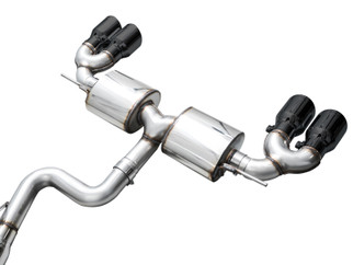 AWE Tuning MK8 Volkswagen Golf R 3in Touring Edition Quad Exhaust - Diamond Black Tips