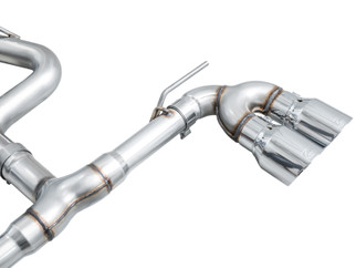 AWE Tuning MK8 Volkswagen Golf R 3in Track Edition Quad Exhaust - Chrome Silver Tips