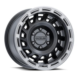 Raceline 957BS Halo 17x9in / 8x170 BP / -12mm Offset / 130.81mm Bore - Black & Silver Lip Wheel