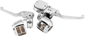 Bikers Choice 96-06 Big Twin 96-03 XL With 9/16 Bore Master Cylinder Chrome Handlebar Control Kit