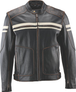 Kuryakyn Leather By River Road Hoodlum Vintage Leather Jacket Black - XL