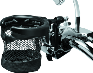 Kuryakyn Drink Holder Mesh Basket with Perch Mount Universal Gloss Black