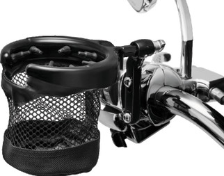 Kuryakyn Drink Holder Mesh Basket with Perch Mount Universal Gloss Black