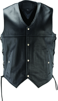 Kuryakyn Leather By River Road Old Skool Leather Vest Black - 3XL