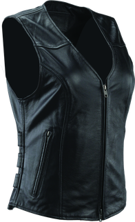 Kuryakyn Leather By River Road Plains Leather Vest Black Womens - Small