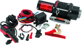 QuadBoss Winch Kit - 39ft x 3/16in Synthetic Rope - 3hp - Hawse Fairlead - Wired Remote - 2500lb
