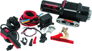 QuadBoss Winch Kit - 39ft x 7/32in Synthetic Rope - 3.5hp - Hawse Fairlead - Wired Remote - 3500lb