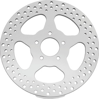 Bikers Choice 00-17 Big Twin 11.5 Inch Polished Frt 5 Spoke Drilled Stnless Rotor Repl H-D 44156-00