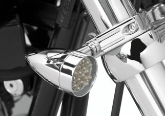 Bikers Choice Chrome Mini LED Turn Signals W/ 41 MM Clamp Universal Custom Pr