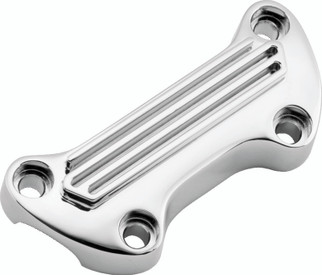 Bikers Choice 74-Up Chrome Finned Handlebar Clamp With 1in. Bars