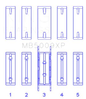 King Engine Bearings Ford Fiesta 1.25I (ZETec/Ecoboost 1.6) (Size +0.50mm) Main Bearing Set
