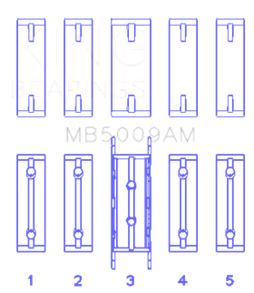 King Engine Bearings Ford Fiesta 1.25I (ZETec/Ecoboost 1.6) (Size +0.50mm) Main Bearing Set