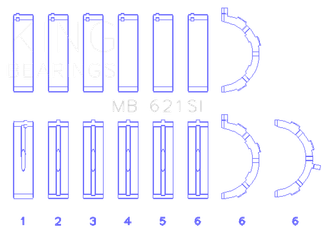 King Engine Bearings Ford 415 (Size +0.50mm) Main Bearing Set