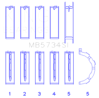 King Engine Bearings Ford 302 Cid Coyote (Size +0.75mm) Main Bearing Set