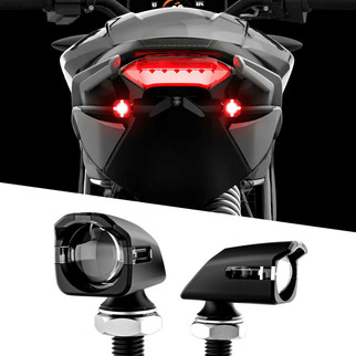 Mini Led Turn Signal Black Red Pair