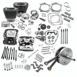 S&S Cycle 00-06 BT 124in Hot Set Up Kit w/ S&S Cylinder Heads - Wrinkle Black
