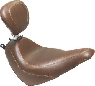 Mustang 18-21 Harley Heritage Classic, Deluxe Wide Tripper Solo Seat w/Driver Backrest - Brown