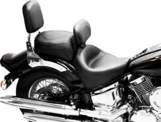 Mustang 99-11 Yamaha V-Star 1100 Custom Wide Touring 2PC Seat w/Driver Backrest - Black