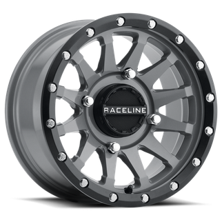 Raceline A95SG Trophy 14x7in / 4x110 BP / 10mm Offset / 83.8mm Bore - Grey & Black Lip Wheel