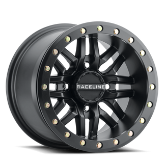 Raceline A91B Ryno 15x10in / 4x156 BP / 0mm Offset / 132.5mm Bore - Satin Black Beadlock Wheel