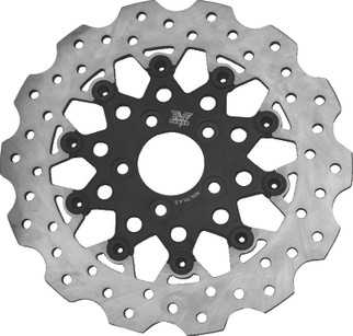 Twin Power 08-Up FLH FLT Rear 11.8 Scalloped Floating Rotor Black Mesh