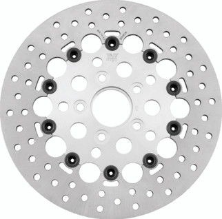 Twin Power 84-17 Big Twin Exc 11.8 and Lug Mount 84-13 XL Front 11.5 Floating Rotor W/Holes Silver