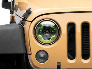 Raxiom 07-18 Jeep Wrangler JK 7-In LED Headlights Green Housing- Clear Lens