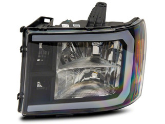 Raxiom 07-13 GMC Sierra 1500 Axial Series Headlights w/ LED Bar- Black Housing (Clear Lens)