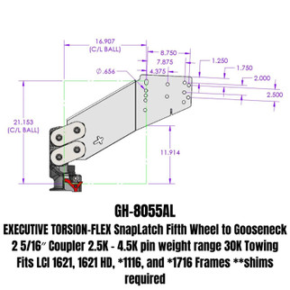 Gen-Y Executive Torsion-Flex Auto Latch 5th Wheel to Gooseneck 2-5/16in Coupler (2.5K-4.5K PW)