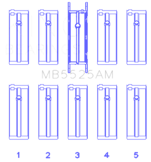 King Engine Bearings Ford 98Ci 1.6L 8V (Size +0.25mm) Main Bearing Set