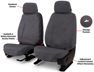 Covercraft 11-12 Dodge Ram Polycotton SeatSaver Custom Front Row Seat Covers - Charcoal