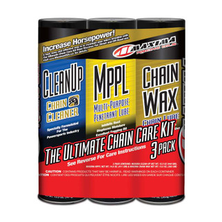 Maxima Chain Wax Ultimate Chain Care Combo Kit - Clean-Up/MPPL/Chain Wax 3-Pack (Aerosol)