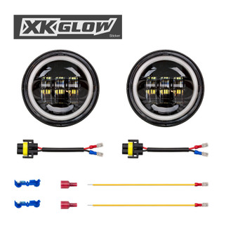 XK Glow Chrome 2pc. Motorcycle Driving Lights w/ Amber Halo