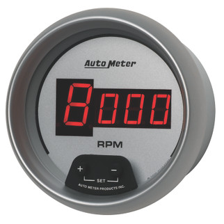 AutoMeter Gauge Tach 3-3/8in. 10K RPM In-Dash Digital Silver Dial W/ Red Led
