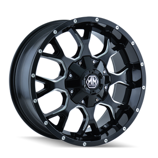 Mayhem 8015 Warrior 20x10 / 8x180 BP / -25mm Offset / 124.1mm Hub Black w/ Milled Spokes Wheel