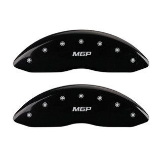 MGP 4 Caliper Covers Engraved Front & Rear MGP Black Finish Silver Char 2014 Chevrolet Express 2500