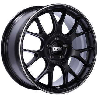 BBS CH-R 18x8.5 5x112 ET38 Satin Black Polished Rim Protector Wheel -82mm PFS/Clip Required