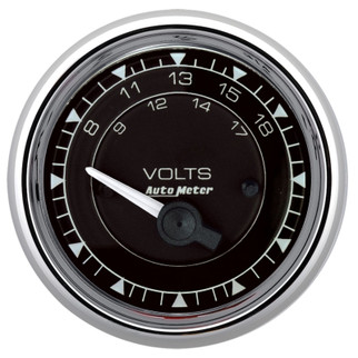 AutoMeter Chrono 2-1/16in 18V Electric Voltmeter Gauge - Chrome