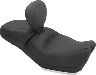 Mustang 15-21 Harley Street Standard Touring 1PC Seat w/Driver Backrest - Black