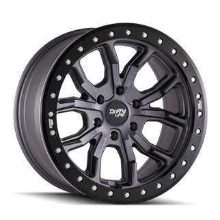 Dirty Life 9303 DT-1 17x9/5x127 BP/-38mm Offset/78.1mm Hub Matte Gunmetal Wheel - Beadlock