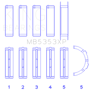 King Engine Bearings Ford 281 4.6L SOHC 16V (Size STDX) Performance Main Bearing Set (Set of 5)