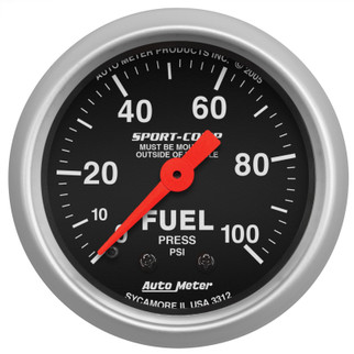 Autometer Sport-Comp 52mm 0-100 PSI Mechanical Fuel Pressure Gauge