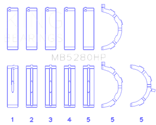 King Engine Bearings Ford Prod. V8 4.6L/5.4L Performance Main Bearing Set - Size +0.026mm
