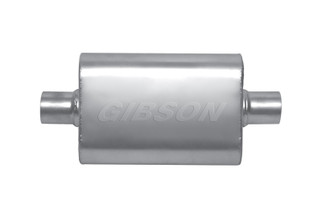 Gibson MWA Superflow Center/Center Oval Muffler - 4x9x14in/2.5in Inlet/2.5in Outlet - Stainless