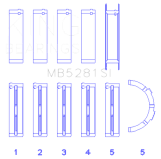 King Engine Bearings Ford 281CI 4.6L V8 (Size +0.5) Main Bearing Set