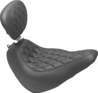 Mustang 05-17 Harley Deluxe(w/ Standard Rack) Wide Touring Solo Seat w/DBR Studs - Black
